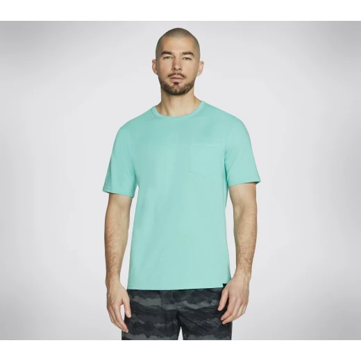 Skechers Men's Skech Breeze Slub Pocket Tee Green Classic Fit Short Sleeve 100% Cotton Eco Friendly Crewneck Available in Size M Perfect Everyday Casual Wear - Skechers - Image 2