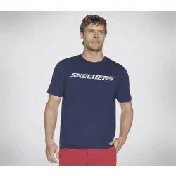 Skechers Men's Strikethrough Tee Navy Short Sleeve Crewneck Shirt