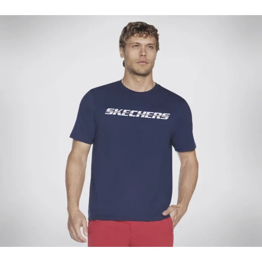 Skechers Men's Strikethrough Tee Navy Short Sleeve Crewneck Shirt - Skechers - Image 2