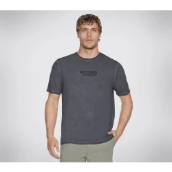 Skechers Men's Diamond Wash Logo Tee Shirt Black Small Size Cotton Jersey Fabric Short Sleeve Casual Wear with Printed Logo TS79 Casual Tee