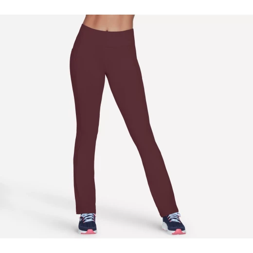 Skechers Go Walk Wear OG Pants II Women's Wine Active Pants with GO FLEX Fabric, Chafe Free Seams, and Multiple Pockets, Regular Length, Size L for Active Comfort and Style