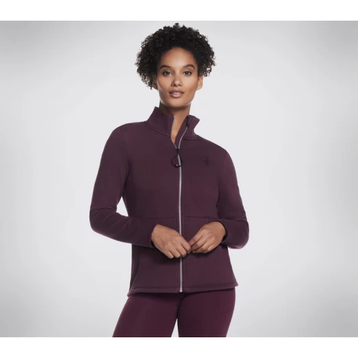 Skechers Women's GO SNUGGLE Jacket Purple M Size Fleece Full Zip Mock Neck Comfortable Warm Winter Wear 2024 - Skechers - Image 4