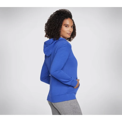 Skechers Women's Signature Pullover Hoodie in Blue, Featuring SKECH SWEATS Fleece Fabric, Attached Hood, Long Sleeves, and Kangaroo Pocket, Size Large - Skechers - Image 4