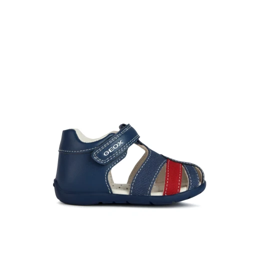 Geox Baby Elthan Navy Sandals: Comfortable Canvas and Leather-Effect Upper for Toddlers. Easy Entry and Adjustable Fit for Summertime Adventures. Size 25