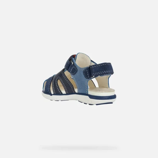 Delhi Baby Boys' Casual Blue Leather Sandals with Adjustable Straps - Geox - Image 4