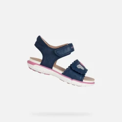 Geox Delhi Baby Girls' Open Toe Sandals Airforce Blue Fuchsia Pink 23