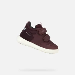 Geox Hyroo Baby Mid Cut Sneakers Burgundy for Toddlers Breathable Water Resistant 23 Sporty Design Double Riptape Fastening Lightweight Outsole Support Comfort