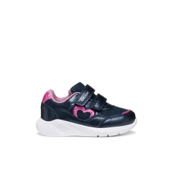 Sprintye Baby Girls Sneakers Navy Mesh Pearlescent Leather Effect 23