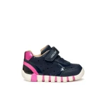 IUPIDOO Baby First Steps Sneaker NAVY 23 for Baby Girls Printed SuedeLike Material Leather Effect Double Riptape Closure Flexy Cushioning Design Comfort Exploration Support - Geox