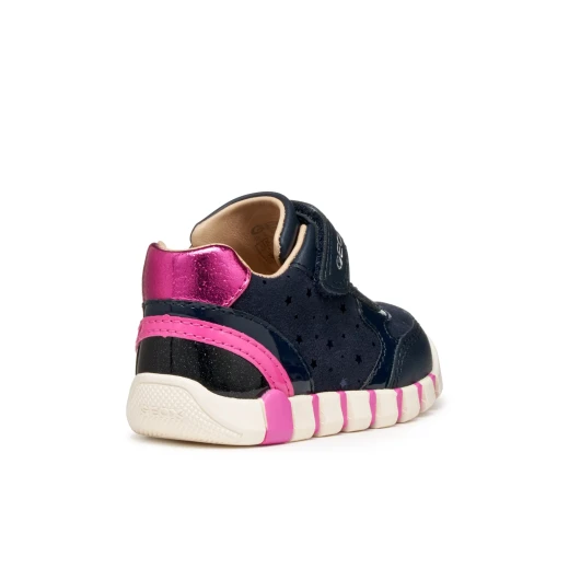 Iupidoo Baby Navy First Steps Sneakers for Girls 26 with Double Riptape Closure and Flexy Cushioning Printed Suede-Like Material - Geox - Image 5