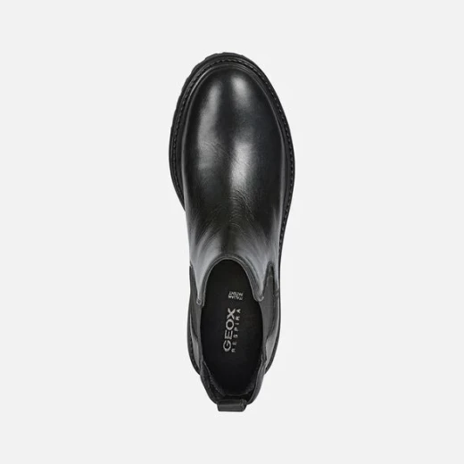 Geox Iridea Women's Black Leather Ankle Boots Size 41, Classic Chelsea Boot Style with Breathable Design, Perfect for Office or Evening Wear - Geox - Image 3
