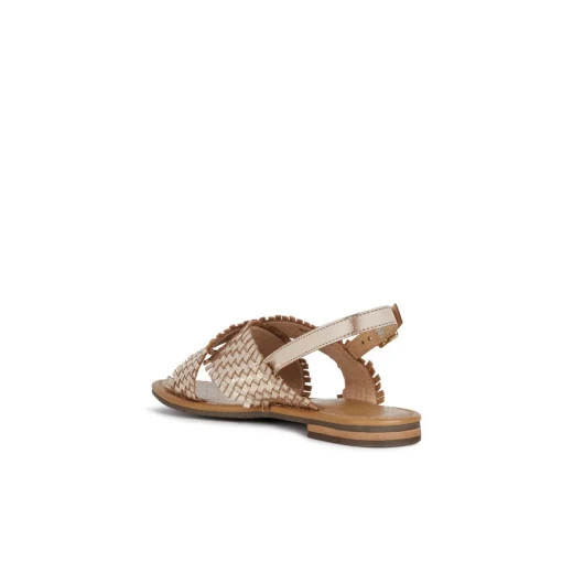 Geox Sozy S Women's Flat Sandals Braided Detail Light Gold Size 36 - Geox - Image 5