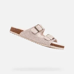 Geox Brionia Women's Sandals Off White Open Back Breathable Comfort with Adjustable Metal Buckles Size 38 Versatile Lightweight Footwear