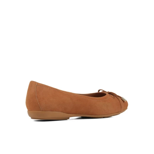Annytah Woman Ballet Flats in Cognac Suede with Round Toe Design, Size 37, Comfortable and Breathable, Featuring a Decorative Bow, Suitable for Various Occasions - Geox - Image 4