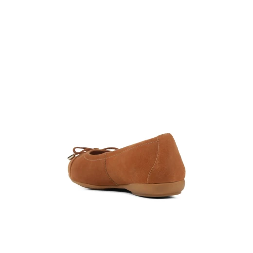 Annytah Woman Ballet Flats in Cognac Suede with Round Toe Design, Size 37, Comfortable and Breathable, Featuring a Decorative Bow, Suitable for Various Occasions - Geox - Image 5