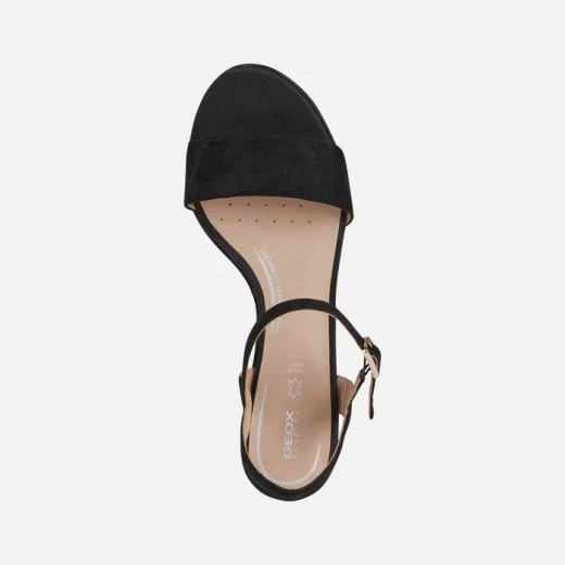 Geox Aurely Women's Black Suede Sandals with Comfortable Mid Heel Design, Size 41 EU. Elegant and Versatile Footwear for City Ensembles - Geox - Image 3