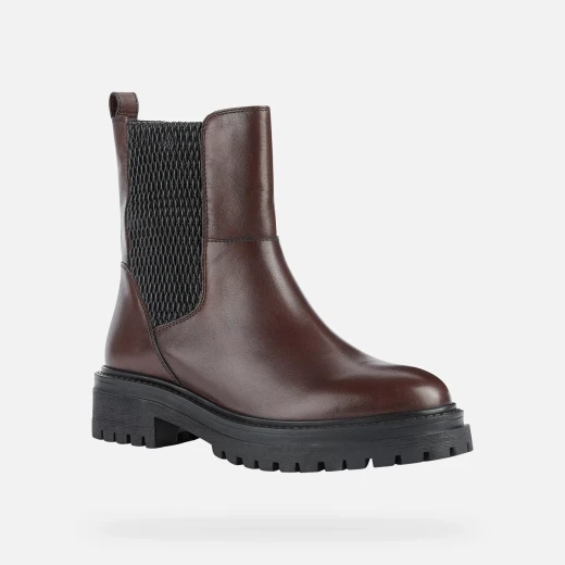 Geox Iridea Women's Ankle Boots Burgundy Leather Chelsea Boot Style 37 Urban Fashion Comfortable Design Easy On/Off Fast Delivery Exchangeable at Geox Stores - Geox - Image 3