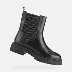 Geox Iridea Women's Ankle Boots Black Leather Chelsea Style 37 Comfortable Urban Footwear Easy On/Off Design Fast Delivery and Exchange