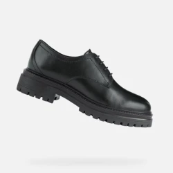 Geox Iridea Woman Black Leather Loafers Breathable Waterproof Sole Size 36