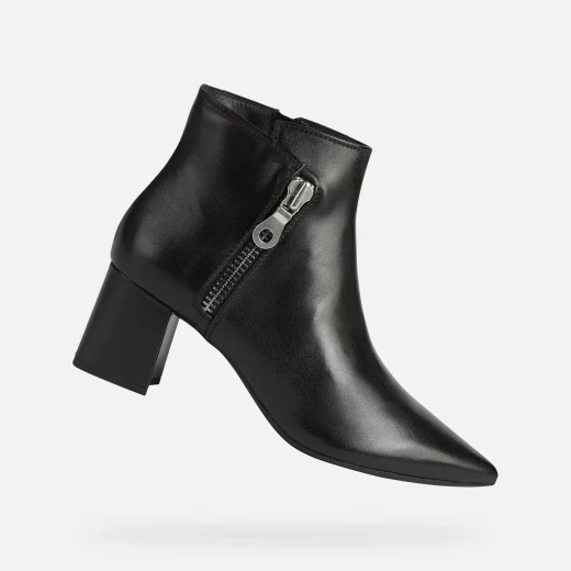 Geox Bigliana Women's Ankle Boots in Black Nappa Leather, Pointed Toe, Column Heel, Size 37, Elegant and Comfortable City Style - Geox - Image 2