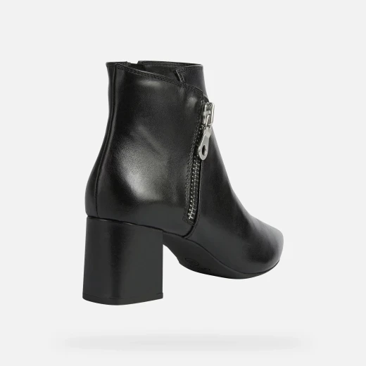 Geox Bigliana Women's Ankle Boots Black Nappa Leather Pointed Toe Column Heel Elegant Formal Style Size 38 Comfortable City Wear Office Appropriate Occasion Boots - Geox - Image 4