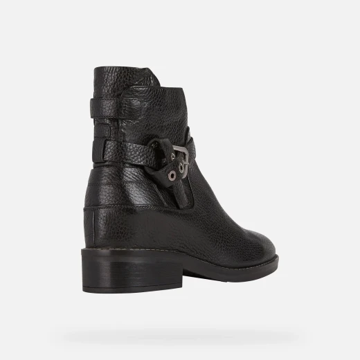 Geox Larysse Women's Ankle Boots Black Tumbled Leather with Buckle Strap, Breathable Low Heel Urban Style Boot, Size 38, Fast Delivery and Easy Exchange - Geox - Image 4