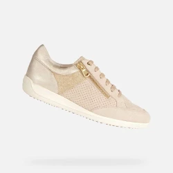Geox Myria Woman Sneakers Light Taupe Suede And Metallic Leather Upper Comfortable And Breathable 38 Casual Athleisurewear Fast Delivery Easy Exchange