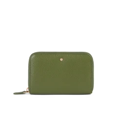 Only Sage Women's Leather Wallet with Zip Closure, Medium Size, Tumbled Leather, 15cm x 9.5cm x 2.5cm, Spacious Design for Cards, Banknotes, Coins, and ID