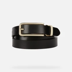 Geox Women's Reversible Leather Belt Black and Dark Brown 95cm with Gold Tone Buckle 2cm Width Elegant Classic Accessory for Everyday Wear and Formal Looks