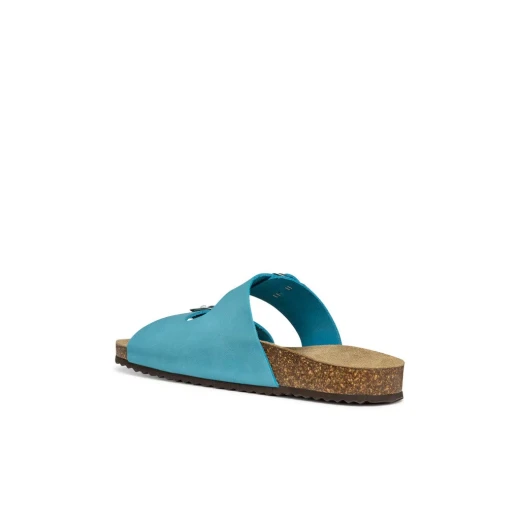 Brionia Woman's Anatomic Nubuck Sandals with Adjustable Double Straps in Blue Size 39: Perfect for Summer Casual Wear, Open Back Design for Comfort - Geox - Image 3
