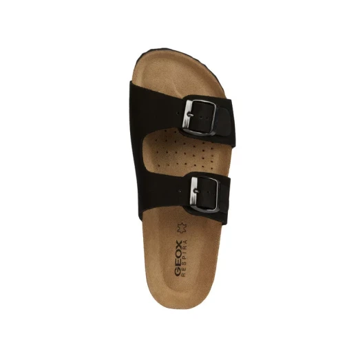 Brionia Woman's Nubuck Anatomic Sandals with Adjustable Arch Straps in Black, Perfect for Summer Laid Back Styles, Size 36 - Geox - Image 9
