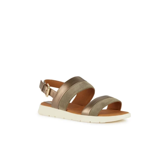 Geox Dandra Women's Sandals Dark Beige Size 41 Featuring Leather Effect and Suede Construction Comfortable Flexible Cushioning Perfect for Casual Wear - Geox - Image 3