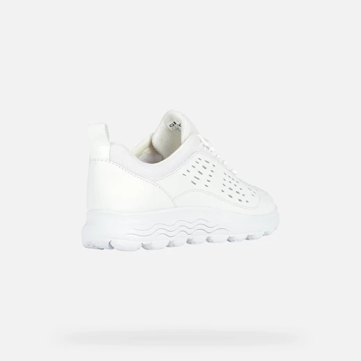 Geox Spherica Woman's Low Cut Sneakers White Nappa Leather Mesh Upper Stylish Comfort Active Vibe Shock Absorbing Outsole Size 40 For Women's Everyday Wear - Geox - Image 4