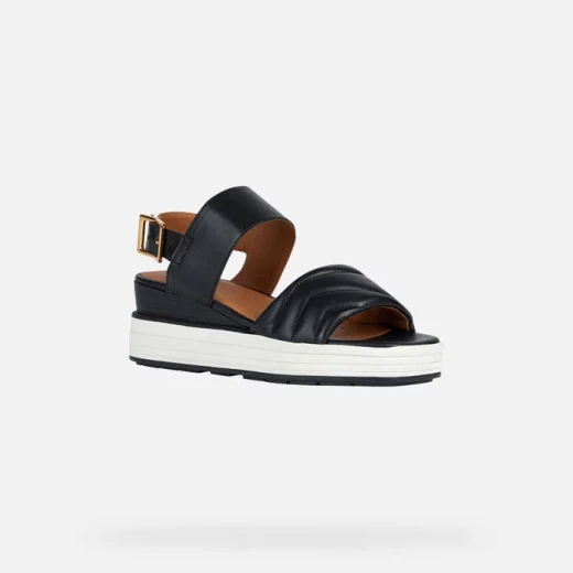 صنادل جيوكس روزيتا نسائية جلد نابا أسود كعب ويدج 40 - جيوكس - Image 3