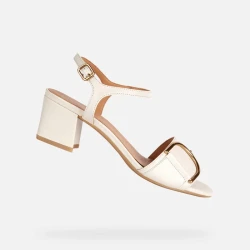 Geox New Eraklia 50 Woman Sandals Off White Nappa Leather 36 Block Heel Comfortable Breathable Elegant Design Perfect For Everyday Wear Easy Goods Exchange Fast Delivery