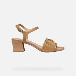 New Eraklia 50 Woman's Beige Suede Sandals with 36 Block Heel for Comfort and Breathability. Lightweight Design Perfect for City Wear. Minimalist Feminine Style.