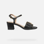 NEERAKLIA 50 Woman Black Sandals with 39 Block Heel, Crafted from Supple Nappa Leather, Delivering Comfort and Breathability, Perfect for Everyday Wear - Geox