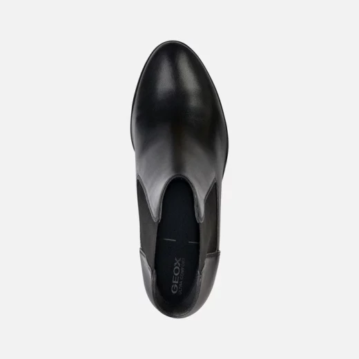 حذاء كاحل Geox Walk Pleasure 85 للنساء باللون الأسود جلد مع لوحة جانبية مرنة لسهولة الدخول، تصميم فائق التهوية، توسيد مريح، مثالي للارتداء في المدينة، مقاس 36 - جيوكس - Image 5