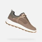 Geox Spherica 4X4 ABX Woman's Sneaker Dark Taupe Waterproof Breathable 41 Running Style Printed Nubuck Leather - Geox