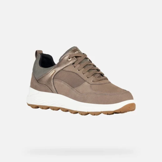 Geox Spherica 4X4 ABX Woman's Sneaker Dark Taupe Waterproof Breathable 41 Running Style Printed Nubuck Leather - Geox - Image 3