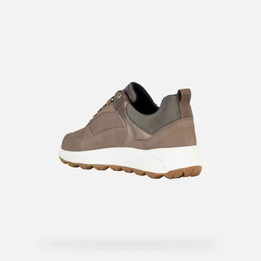 Geox Spherica 4X4 ABX Woman's Sneaker Dark Taupe Waterproof Breathable 41 Running Style Printed Nubuck Leather - Geox - Image 4