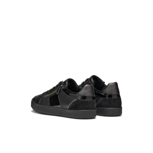 BLOMIEE Woman's Low Cut Sneakers Comfortable Breathable Sporty Chic Design Black 36 Side Zip Fastening Casual Everyday Wear - Geox - Image 10