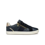 Blomiee Woman Navy Sneakers Low Cut Breathable Comfort with Suede & Leather Effect Upper Side Zip Closure Sporty Chic Design Size 39 Casual Everyday Wear - Geox