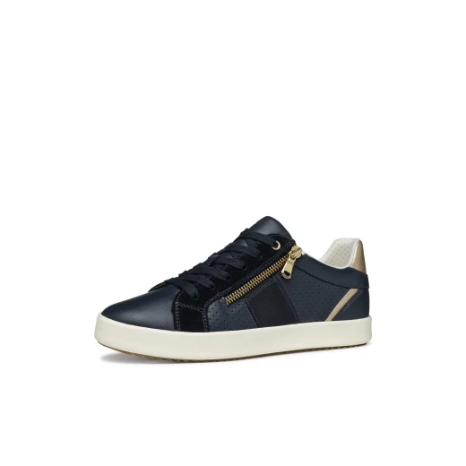 Blomiee Woman Navy Sneakers Low Cut Breathable Comfort with Suede & Leather Effect Upper Side Zip Closure Sporty Chic Design Size 39 Casual Everyday Wear - Geox - Image 5
