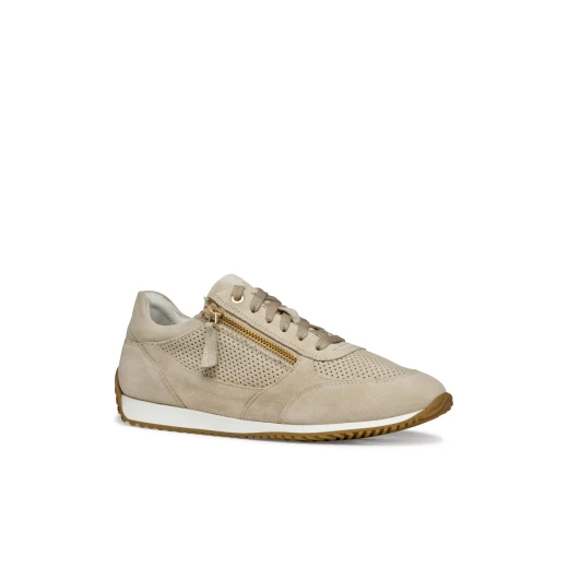 Geox Calithe Woman's Taupe Suede Sneakers with Side Zip Closure, Breathable & Comfortable, Perfect for Casual Wear, Size 38 - Geox - Image 4