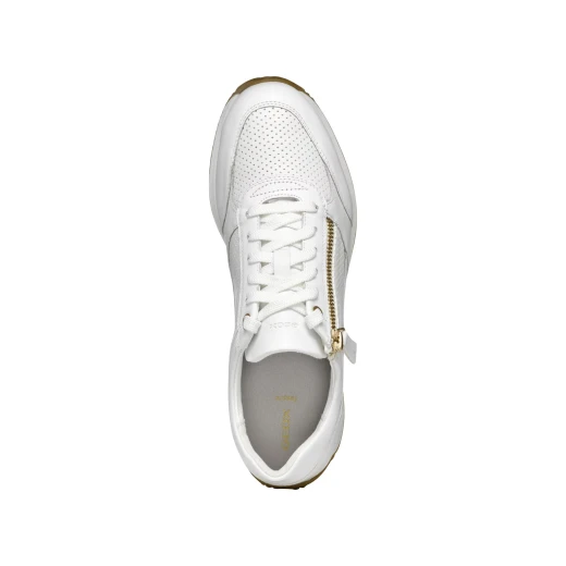 Calithe Woman's Low Cut Sneakers White Color Leather Effect Upper Side Zip Closure Breathable Design Size 37 Ideal for Casual Outings and Everyday Wear - Geox - Image 18