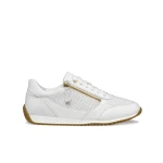 Calithe Woman's Low Cut Sneakers White Color Leather Effect Upper Side Zip Closure Breathable Design Size 37 Ideal for Casual Outings and Everyday Wear - Geox