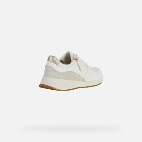 Bulmya Woman's Sneakers Off White 37 with Side Zip and Casual Design for Comfort and Breathability. Features Leather and Suede Blend. Size 37. - Geox - Image 10