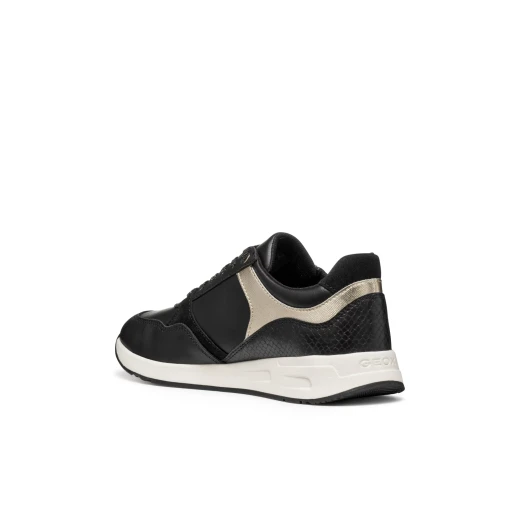 Bulmya Women's Sneaker Black Nappa Leather Python Print Effect Breathable Casual Sporty Design Comfortable Stylish Fashionable Size 38 D36NQB.085AR.C9999 for Everyday Wear - Geox - Image 3