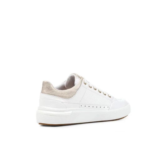 Geox Dalyla Women's Sneakers White Leather Breathable Comfortable Casual Shoes Size 37 Featuring Tumbled Leather and Metallic Effect for Everyday Wear - Geox - Image 4